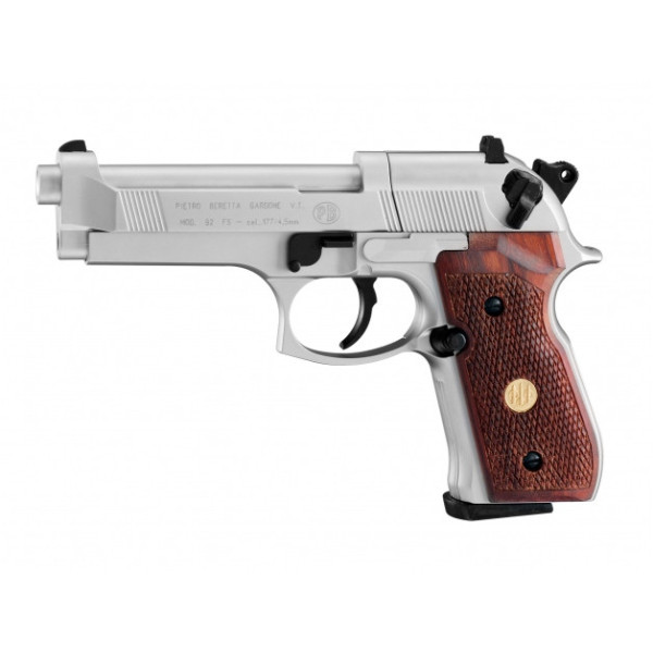 Pistolet wiatrówka Beretta M92 FS nickel/wood 4,5 mm Diabolo CO2