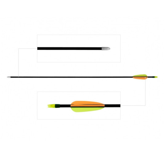 Strzała Poe Lang z włókna szklanego 28" grot tarczowy gładki czarna