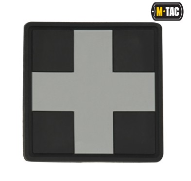 M-Tac naszywka Medic Cross Square PVC Black/Grey 