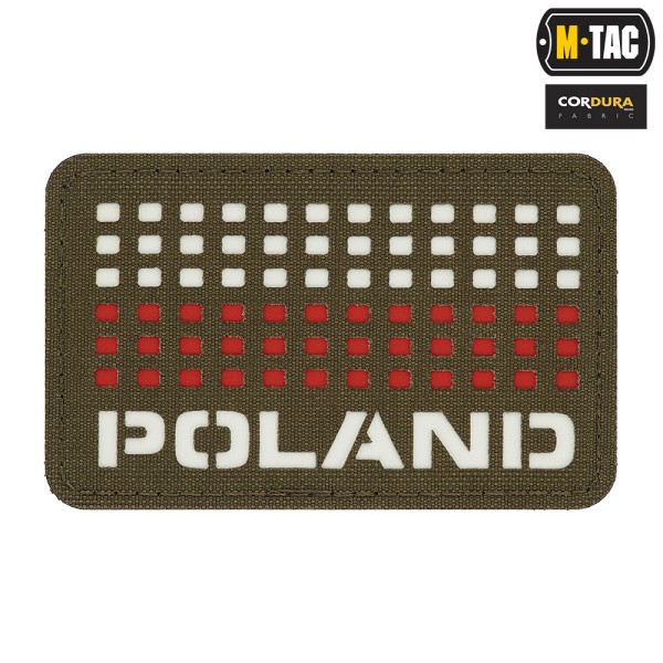 M-Tac naszywka Poland (z flagą) 50х80 Laser Cut Ranger Green/White/Red 