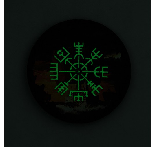 M-Tac Okrafla naszywka Vegvisir/Drakkar (80mm) Black/GID 