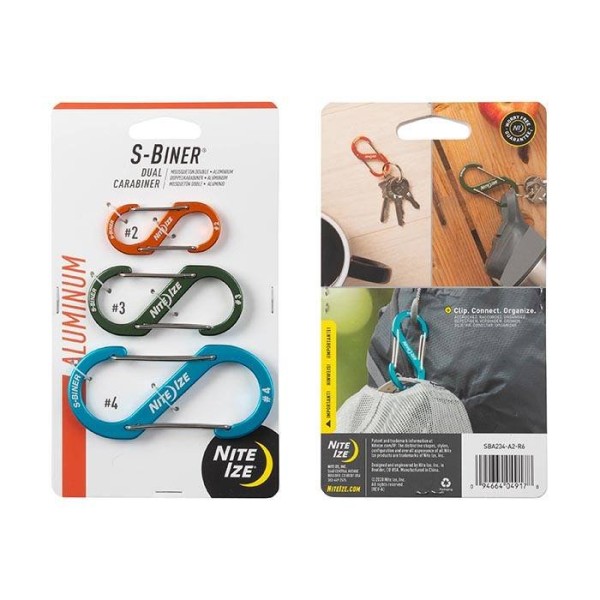 Nite Ize - Karabinek S-Biner® Aluminum Dual Carabiner Combo - 3 szt. - SBA234-A2-R6