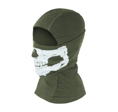 101 Inc. - Kominiarka jednootworowa bawełniana Balaclava Skull - Zielona - 214278