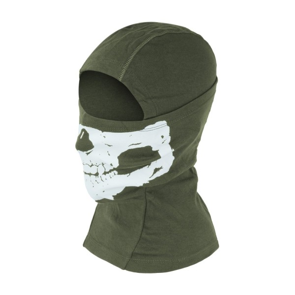 101 Inc. - Kominiarka jednootworowa bawełniana Balaclava Skull - Zielona - 214278