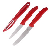 Victorinox - Zestaw noży kuchennych Swiss Classic z obieraczką - 3 elementy - Czerwone - 6.7111.31