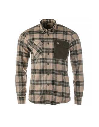 Koszula męska Tagart Alaska slim, flanelowa,  beżowa w zieloną kratę M