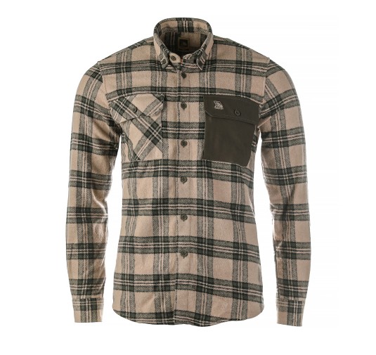 Koszula męska Tagart Alaska, flanelowa,  beżowa w zieloną kratę 2XL