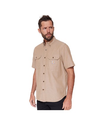 Koszula Carhartt Loose Chambray z krótkim rękawem dark tan chambray M