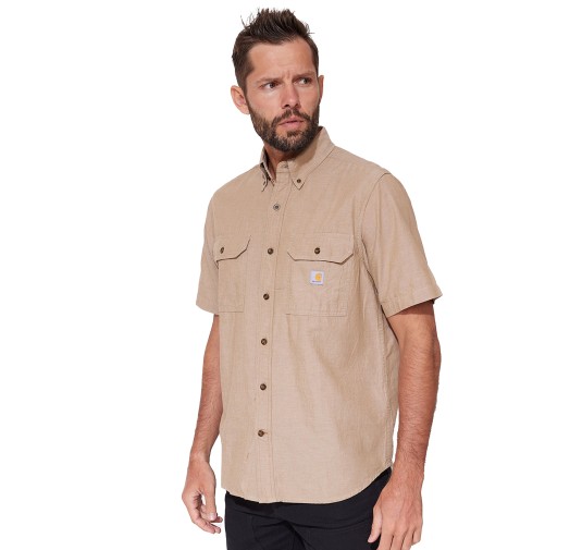 Koszula Carhartt Loose Chambray z krótkim rękawem dark tan chambray 2XL