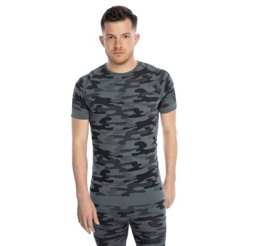 Koszulka męska Spaio Military 01 krótki rękaw szara 2XL