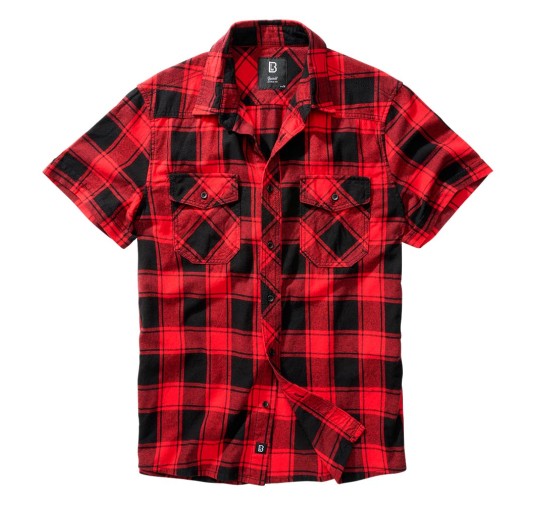 Koszula męska Brandit Check krótki rękaw czerwono/czarna 2XL