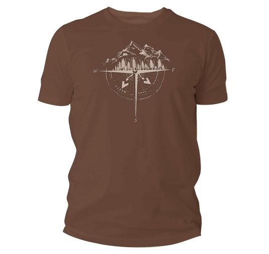 Koszulka męska TigerWood Róża Wiatrów brązowy S