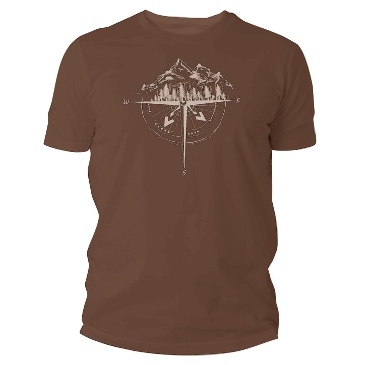 Koszulka męska TigerWood Róża Wiatrów brązowy S