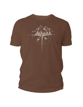 Koszulka męska TigerWood Róża Wiatrów brązowy 2XL