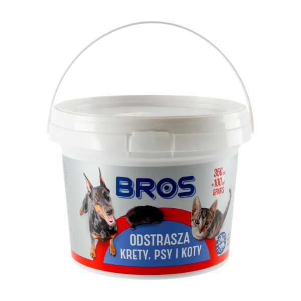 Granulat Bros odstrasza krety, psy i koty 350 ml + 100 ml gratis