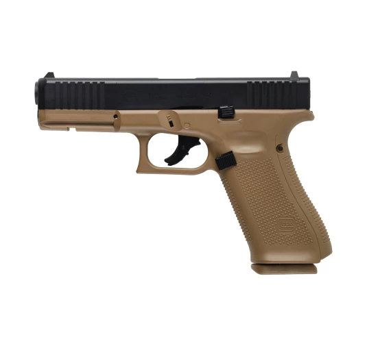 Pistolet na kule gumowe Glock Gen 5 T4E .43 CO2 coyote, zestaw