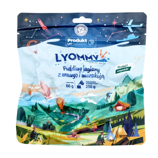 Żywność liofilizowana Lyommy Pudding jaglany z mango i marakują Żywność liofilizowana Lyommy Pudding jaglany z mango i marakują