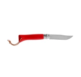 Nóż Opinel Colorama 08 inox grab czerwony z rzemieniem