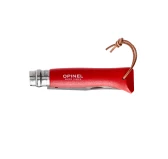 Nóż Opinel Colorama 08 inox grab czerwony z rzemieniem