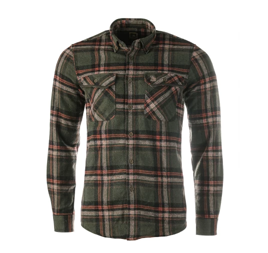 Koszula męska Tagart Jukon, flanelowa, zielona w biało-czerwoną kratę L