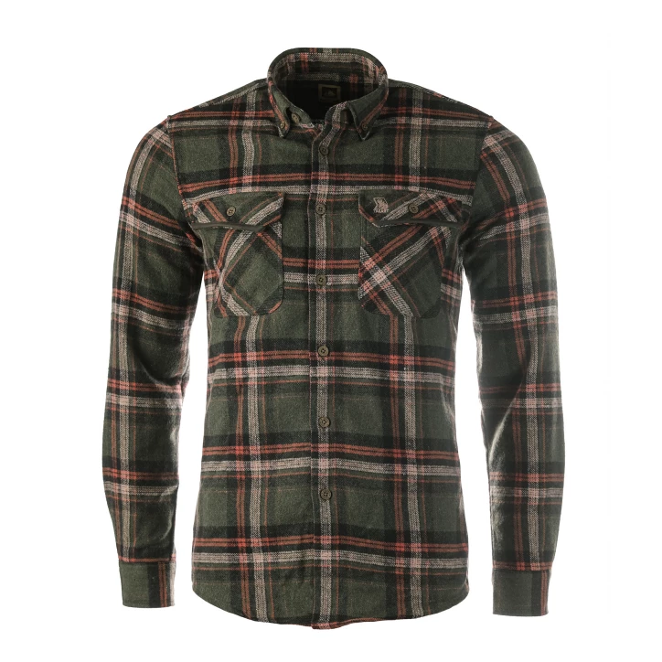 Koszula męska Tagart Jukon, flanelowa, zielona w biało-czerwoną kratę L