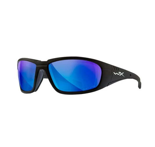Okulary polaryzacyjne Wiley X Boss Captivate CCBOS09 blue mirror, czarne oprawki