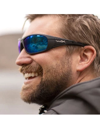 Okulary polaryzacyjne Wiley X Boss Captivate CCBOS09 blue mirror, czarne oprawki
