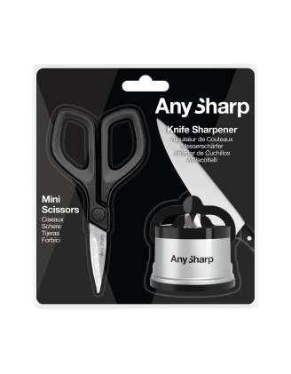 Zestaw ostrzałka AnySharp + mini nożyczki - idealne narzędzia!