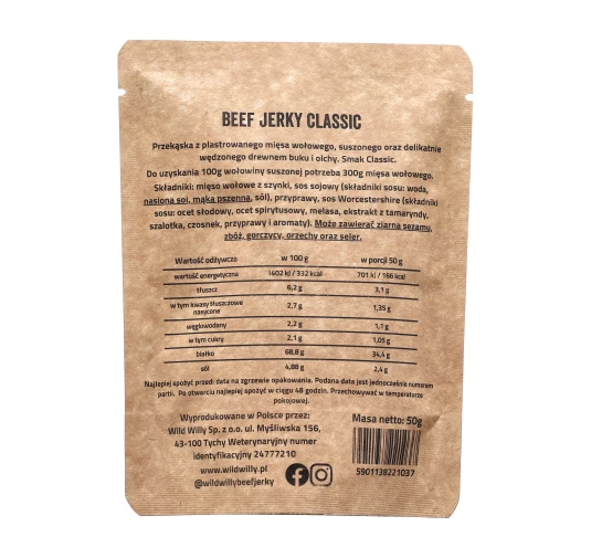 Wołowina suszona Wild Willy klasyczna 50 g