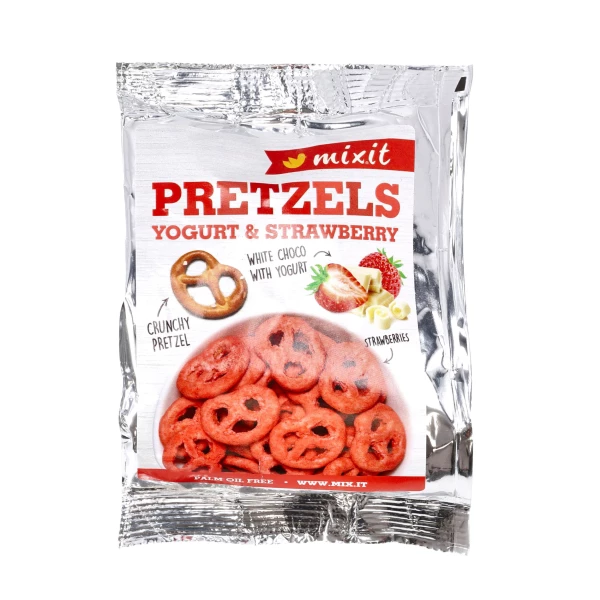 Precelki Mixit do kieszeni jogurt i truskawki 70 g Precelki Mixit do kieszeni jogurt i truskawki 70 g