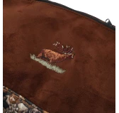 Pokrowiec Forsport na broń LPZKAM 02 1.25m, kolor kamuflaż leśny/ zamsz brąz, haft jeleń ryczy w trawie