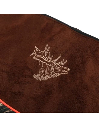 Pokrowiec Forsport na broń LPZKAM 08 1,25m, kam leśny/ zamsz brązowy, haft głowa jelenia beżowa, biza pomarańczowa