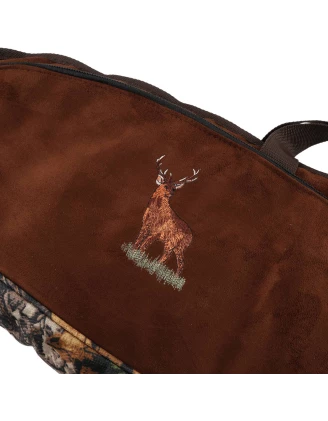 Pokrowiec Forsport na broń LPZKAM K01 1,12m, kolor brąz/kamuflaż haft duży jeleń stoi w trawie