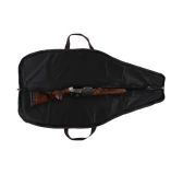 Pokrowiec Forsport na broń LPZKAM K03 1,12m, zamsz brąz / kamuflaż leśny, haft jeleń ryczy w trawie, haft biza pomarańczowa