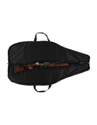 Pokrowiec Forsport na broń LPZKAM K03 1,12m, zamsz brąz / kamuflaż leśny, haft jeleń ryczy w trawie, haft biza pomarańczowa