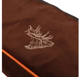 Pokrowiec Forsport na broń zamszowy L2ZPLUS 04 1,25m, kolor brązowy/ pomarańczowy, haft głowa jelenia bezowa