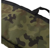 Pokrowiec na broń LPDK2 02 1,25m długa kieszeń, kolor kamuflaż wojskowy/czarny haft mała tarcza czarna