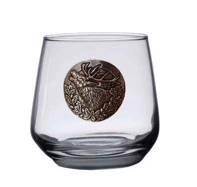 Szklanki do whisky Golden Fox Luna Jeleń zdobione odlewanym elementem 6 szt.