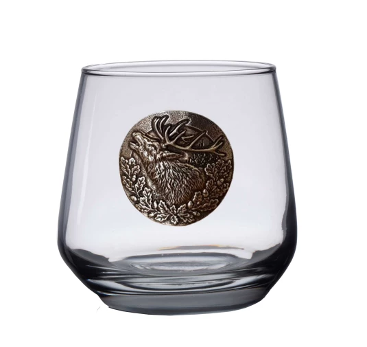Szklanki do whisky Golden Fox Luna Jeleń zdobione odlewanym elementem 6 szt.