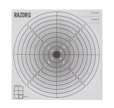 Komplet 100 x tarcza strzelecka RGun 14x14 czarny środek
