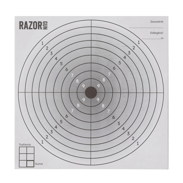 Komplet 100 x tarcza strzelecka RGun 14x14 czarny środek