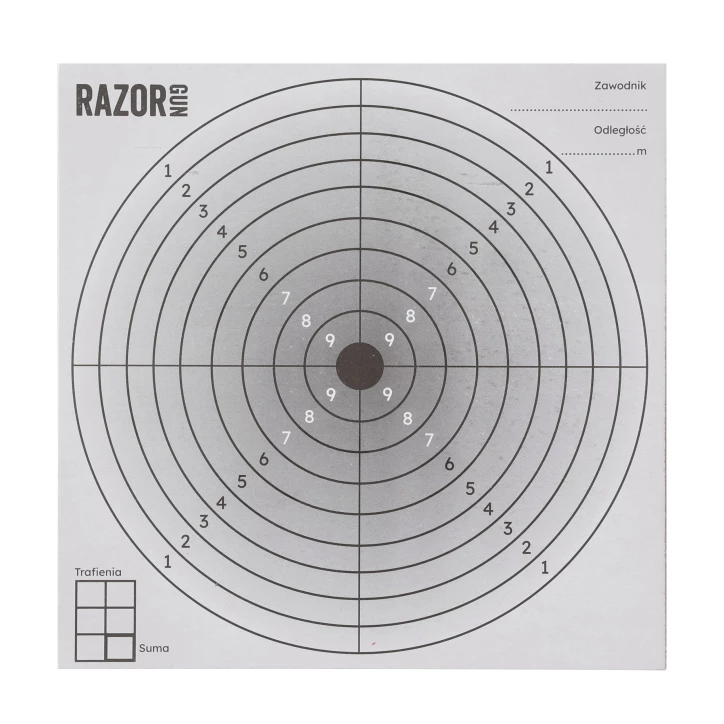 Komplet 100 x tarcza strzelecka RGun 14x14 czarny środek