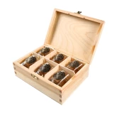 Kieliszki Golden Fox Qube z odlewaną plakietką mosiądz 6 szt. w drewnianym pudełku