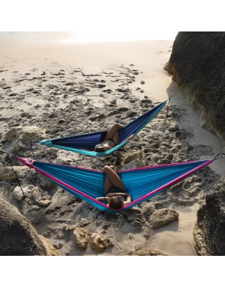 Hamak Ticket To The Moon King Size Dwosobowy Granatowo-Niebieski - imag24.pl