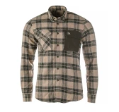 Koszula męska Tagart Alaska slim, flanelowa,  beżowa w zieloną kratę XL