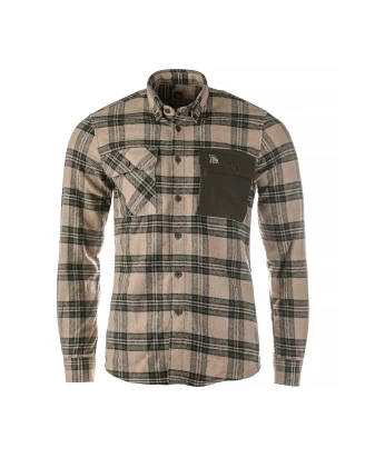 Koszula męska Tagart Alaska slim, flanelowa,  beżowa w zieloną kratę XL