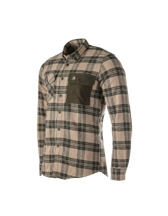 Koszula męska Tagart Alaska slim, flanelowa,  beżowa w zieloną kratę XL