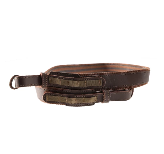 Pasek do broni Acropolis skórzano-cordura brązowy z uchwytami