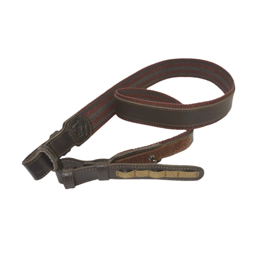 Acropolis Pasek do Broni Skórzano-Cordura Brązowy z Uchwytami na Amunicję