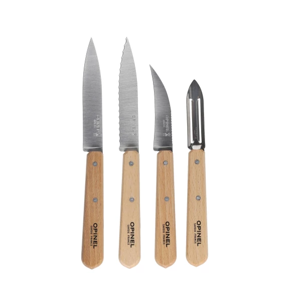 Opinel Essentials Natural - Zestaw 4 Noży Kuchennych ze Stali Nierdzewnej Opinel Essentials Natural - Zestaw 4 Noży Kuchennych ze Stali Nierdzewnej